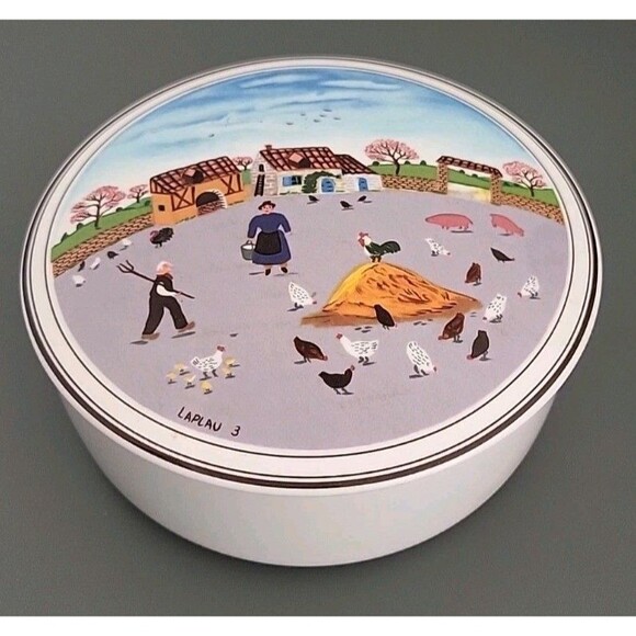 Villeroy & Boch 5" Farm Porcelain Trinket Box Dish Naif Signed LAPLAU3 - Picture 5 of 11